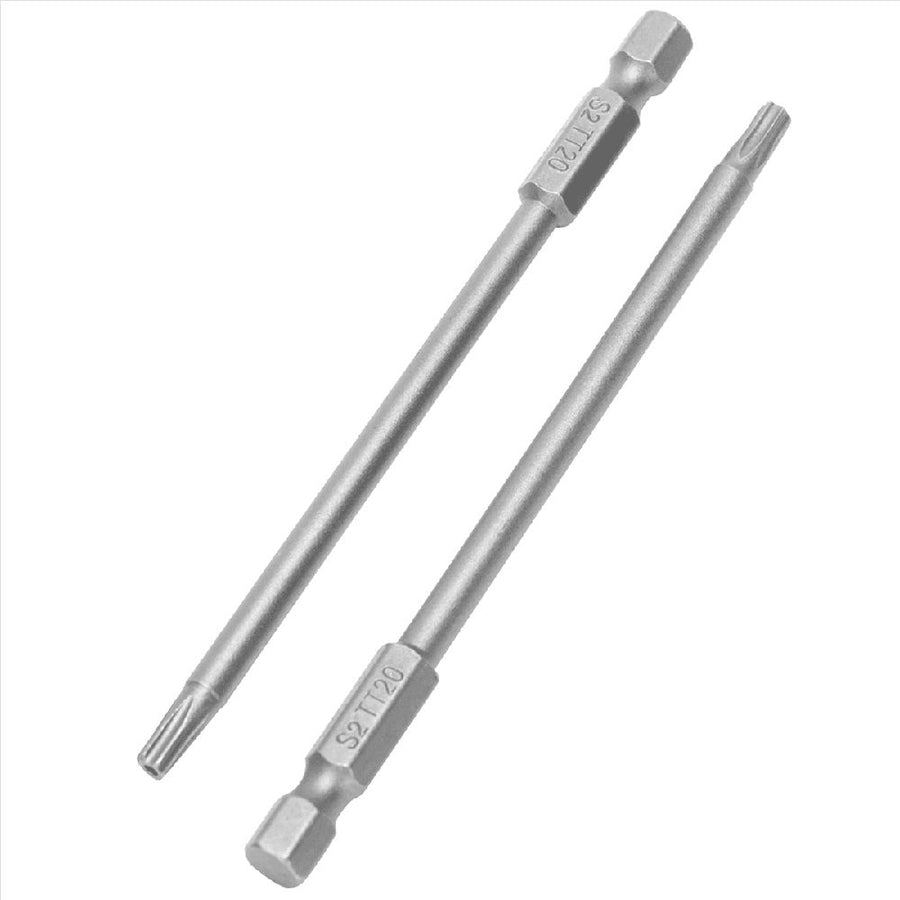 20Pcs 100mm Length 1/4 Inch Hex T20 Torx Security Screwdriver Bits, Silver Gray