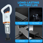 Compact Cordless Vacuum Cleaner with High-Power , ABS, White - Portable Car and Home Use