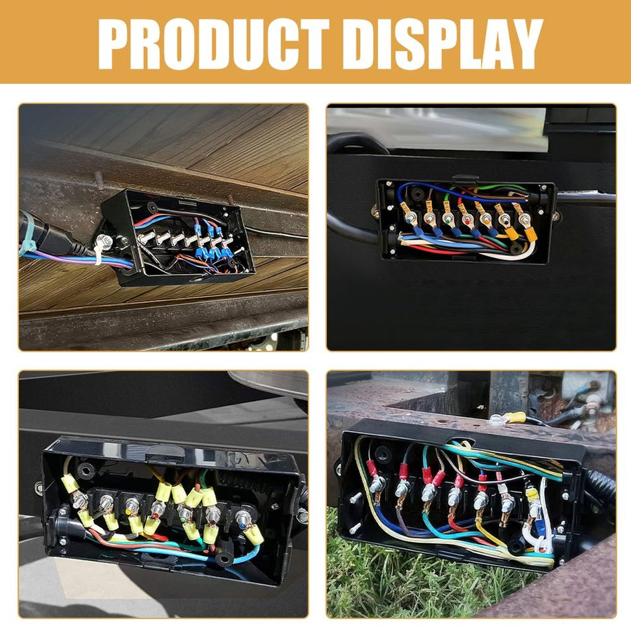 Weatherproof Electrical Connection Box for Trailer Cord, Camper Trailer Connector, 1 Set