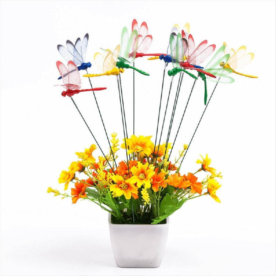 24Pcs 3D Dragonfly Garden Decor Dragon Fly Stakes Dragonflies Ornaments Patio Decoration