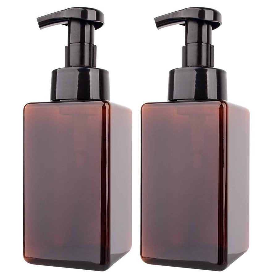 2 Pack Foaming Soap Dispenser 15Oz Refillable Foam Liquid Hand Soap Empty Pump Bottle Container - Brown 450Ml