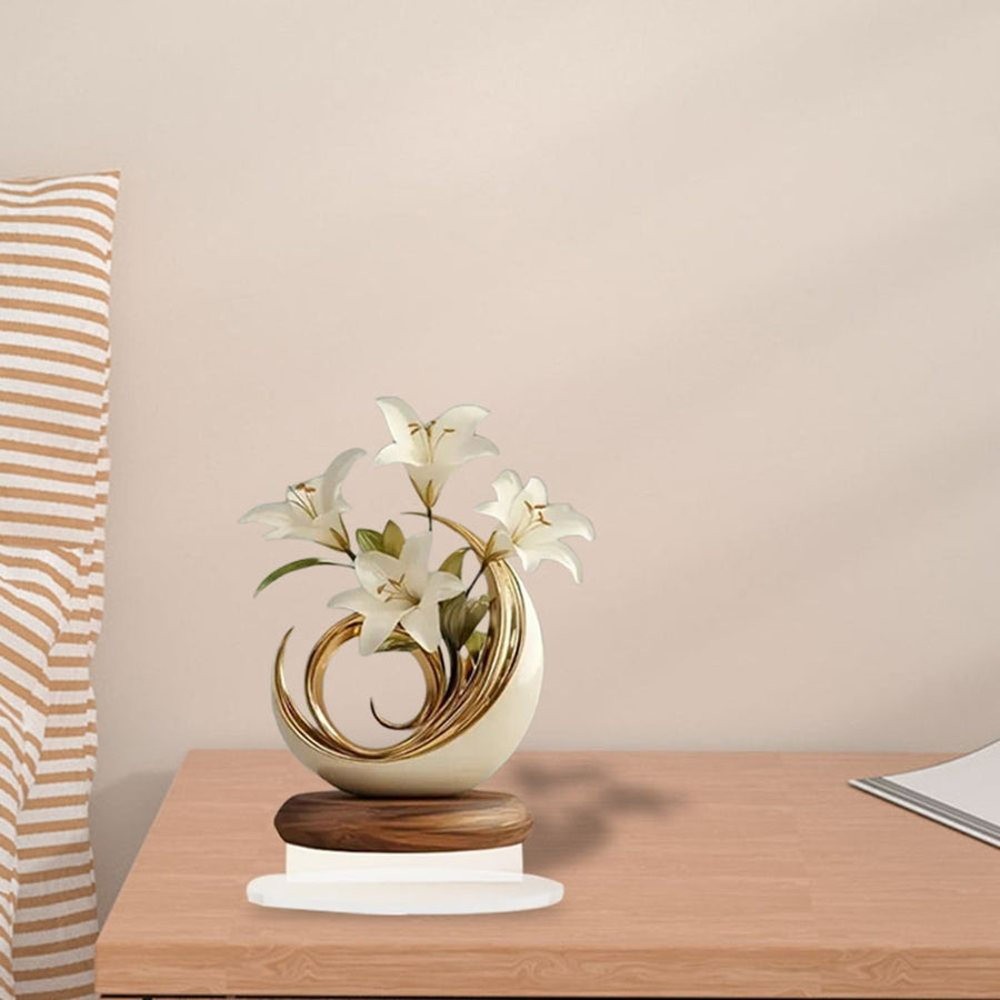 Curved Acrylic Lily Floral Desktop Ornament, Modern Geometric Tabletop Decor For Home Office Holiday Gift