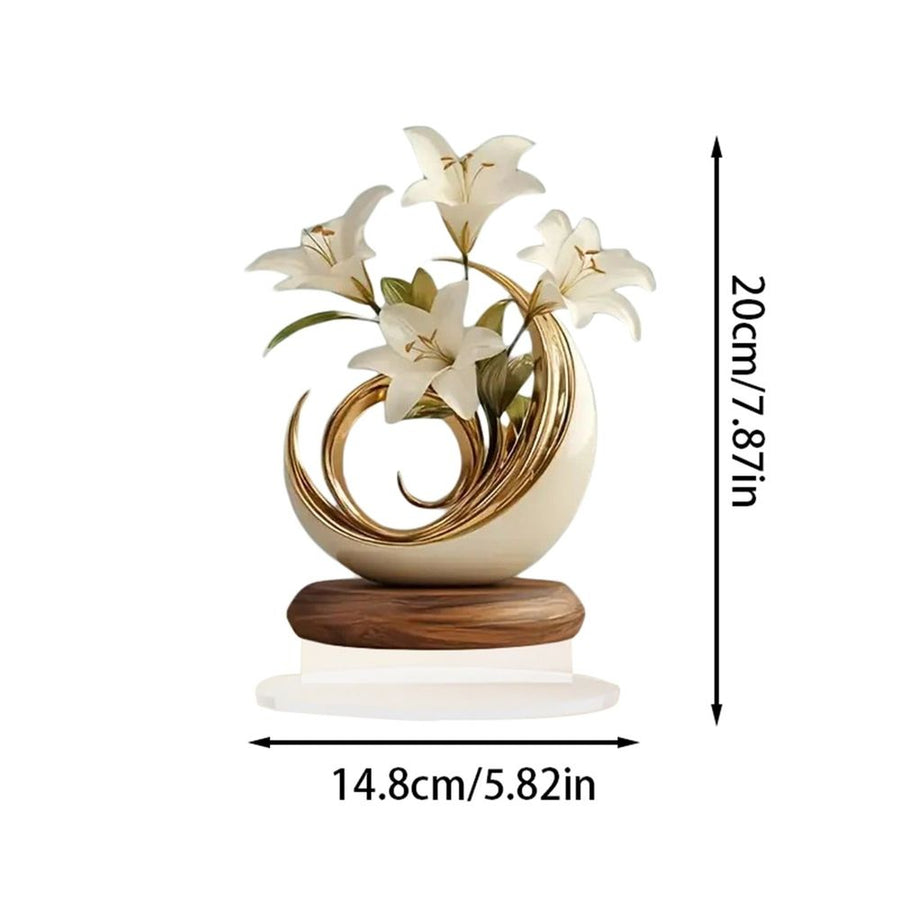 Curved Acrylic Lily Floral Desktop Ornament, Modern Geometric Tabletop Decor For Home Office Holiday Gift