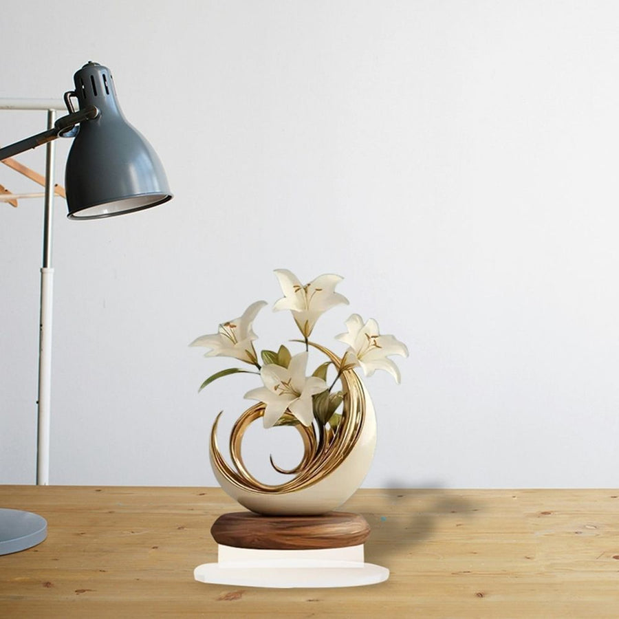 Curved Acrylic Lily Floral Desktop Ornament, Modern Geometric Tabletop Decor For Home Office Holiday Gift