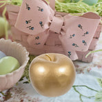 4Pcs Lifelike Artificial Plated Gold Apples Faux Plastic Fruit for Table Display
