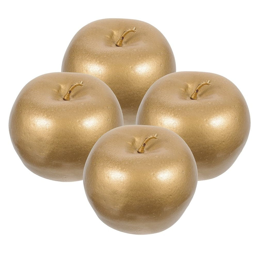 4Pcs Lifelike Artificial Plated Gold Apples Faux Plastic Fruit for Table Display