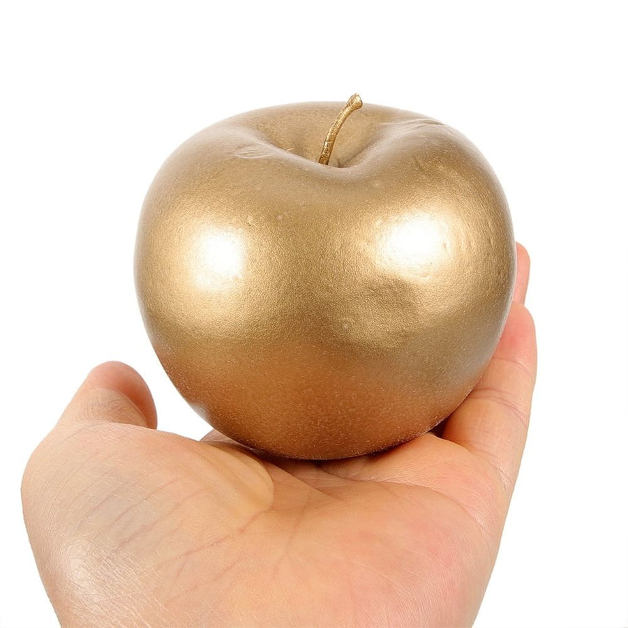 4Pcs Lifelike Artificial Plated Gold Apples Faux Plastic Fruit for Table Display