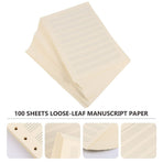 100 Sheets White Music Staff Paper Refill for Students, Blank Staff Paper for Music Writing and Composition