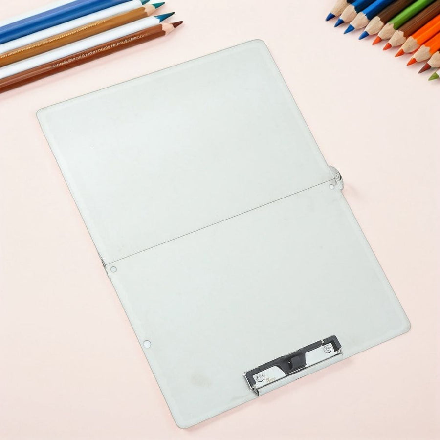 Foldable Stainless Steel Clipboard with Organizer Clip for Office Use and Professional Document Storage