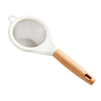 Flour Sieve with Beech Wood Handle Fine Mesh Strainer Stainless Steel Powdered Sugar Filter Baking Tool for Home Kitchen Sifting and Dusting Ingredients for Baking