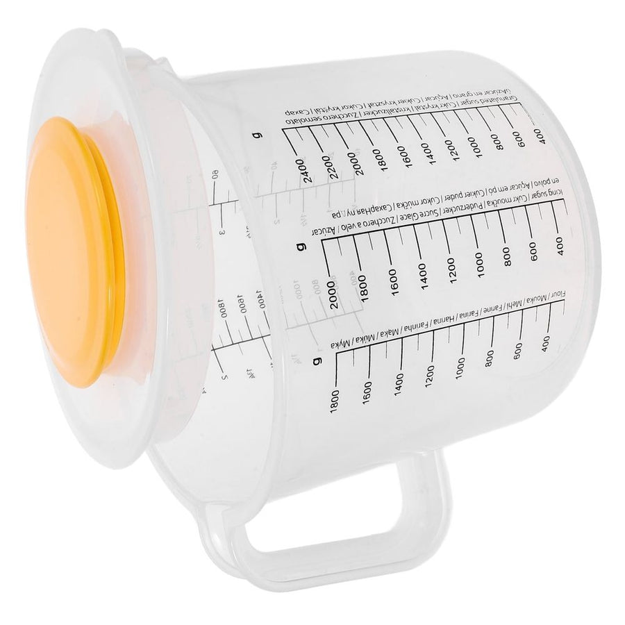 Clear Plastic Mixing Bowl with Measurement Scale and Storage Lid - White, 1 Piece for Kitchen Use