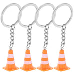 4-Pack Orange Traffic Cone Keychains, Zinc Alloy Backpack Charms, and Stylish Accessories