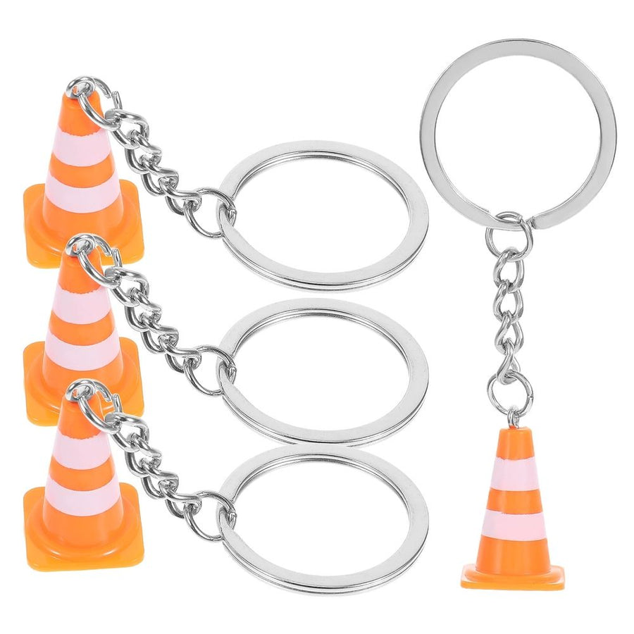 4-Pack Orange Traffic Cone Keychains, Zinc Alloy Backpack Charms, and Stylish Accessories