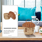 Light Brown Mushroom Shaped Woven Basket for Home Decor, Practical and Stylish Storage Solution
