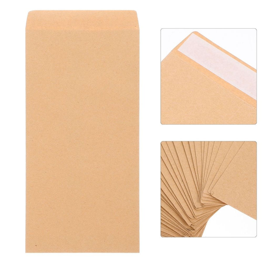 Light Yellow Self-Sealing Paper File Envelopes for Office and Daily Use, 50 Pieces, and Convenient