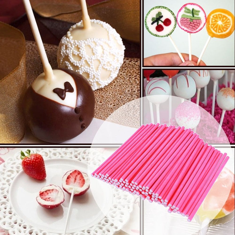 100Pcs Rosy Paper Sticks for DIY Lollipops and Party Cake Pops