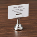 4Pcs Plated Silver Metal Menu Card Holder Stand with Round Base for Buffet and Reception Tables