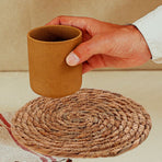 4Pcs Woven Seagrass Placemats Round Straw Coasters Non Slip Heat Insulation Pads for Coffee