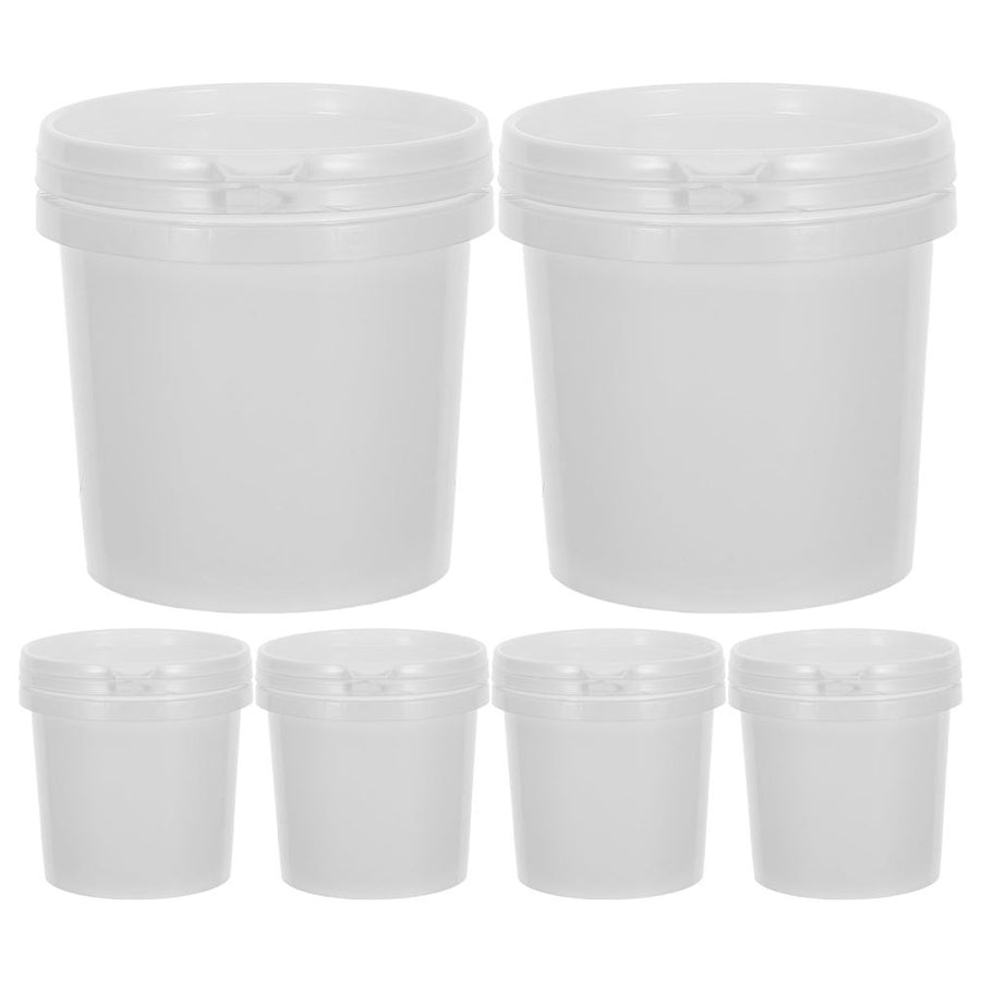 6-Pack White Plastic Paint Buckets with Airtight Lids for Leftover Paint Storage and Easy Handling