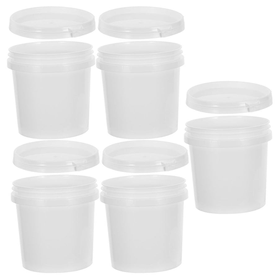 6-Pack White Plastic Paint Buckets with Airtight Lids for Leftover Paint Storage and Easy Handling