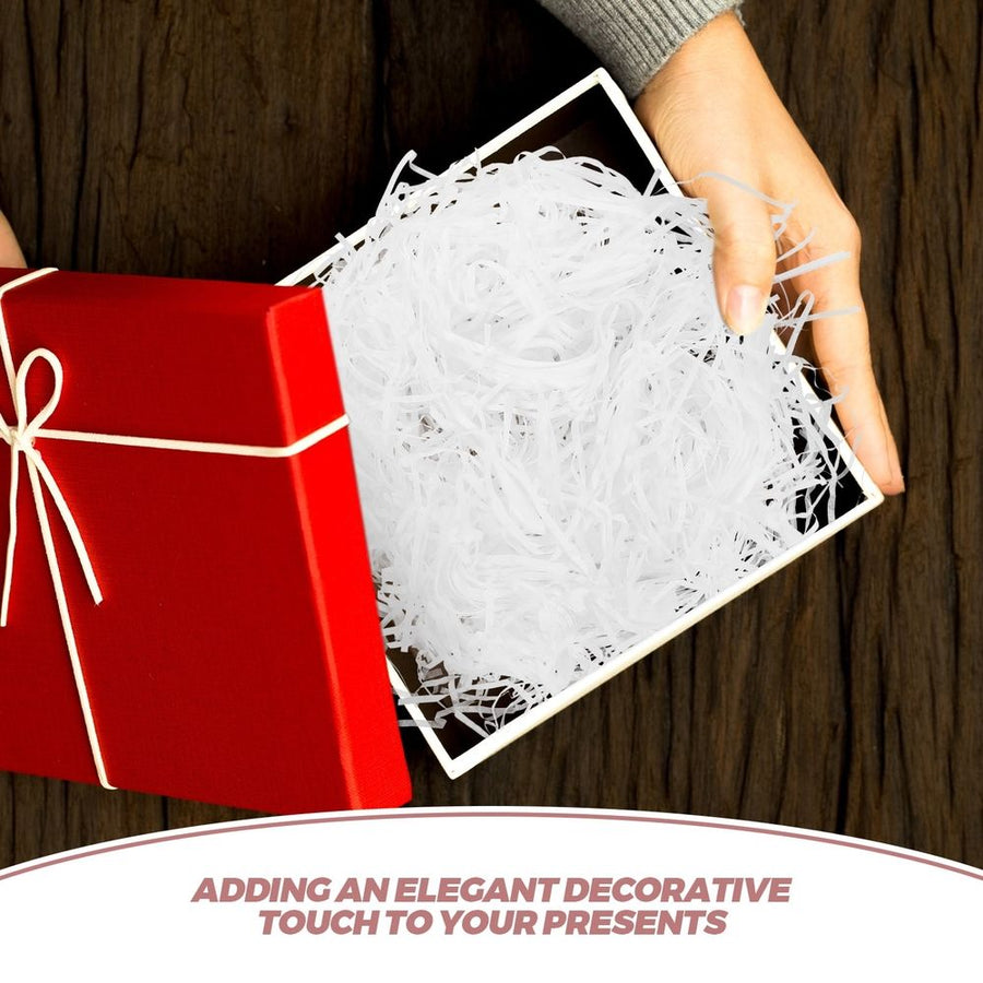 Reusable White Crinkle Cut Paper Shred for Present and Box Filling