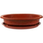 Garden Oval Plant Container Brown Plastic with Drainage Holes 1Set