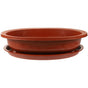 Garden Oval Plant Container Brown Plastic with Drainage Holes 1Set