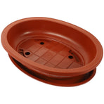 Garden Oval Plant Container Brown Plastic with Drainage Holes 1Set
