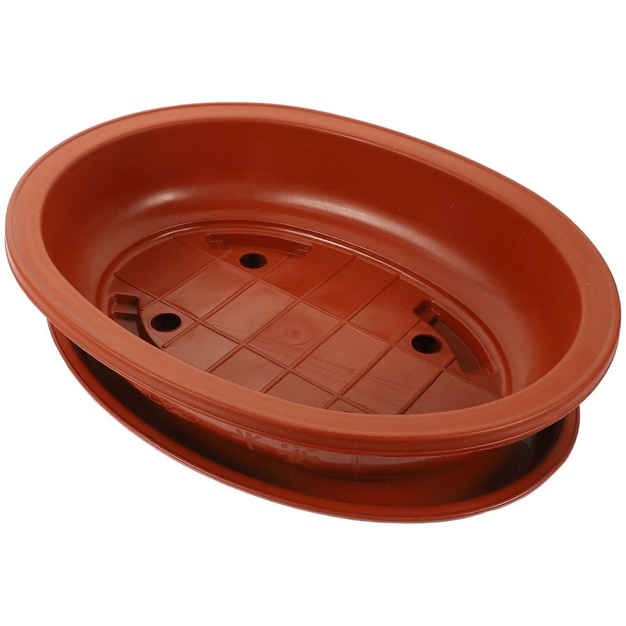 Garden Oval Plant Container Brown Plastic with Drainage Holes 1Set