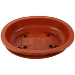 Garden Oval Plant Container Brown Plastic with Drainage Holes 1Set