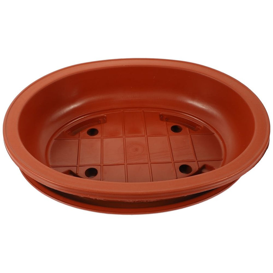 Garden Oval Plant Container Brown Plastic with Drainage Holes 1Set