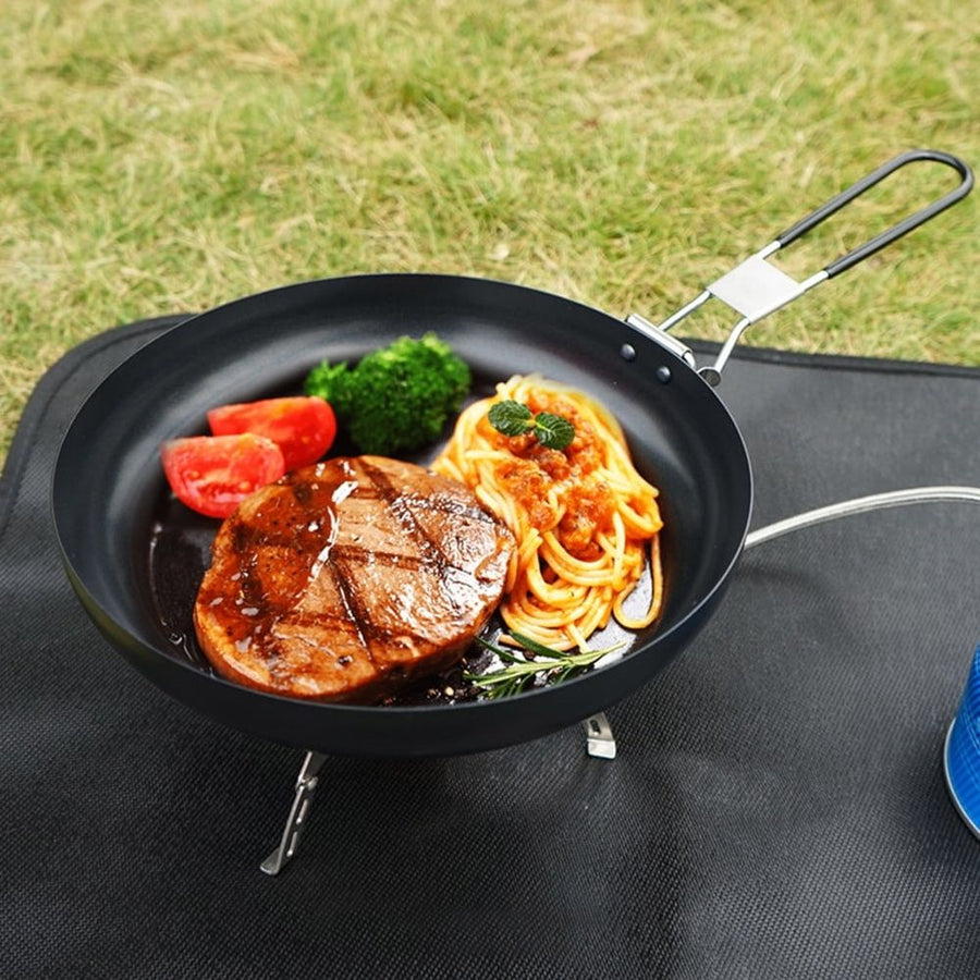 Cast Iron Flat Cooking Pan for Outdoor Camping, Black, 1-Piece Skillet