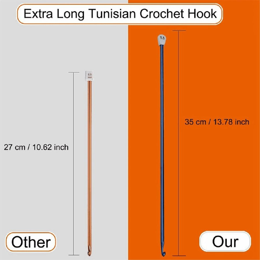 5 Size Extra Tunisian Long Crochet Hooks 6.5mm - 11.0 mm