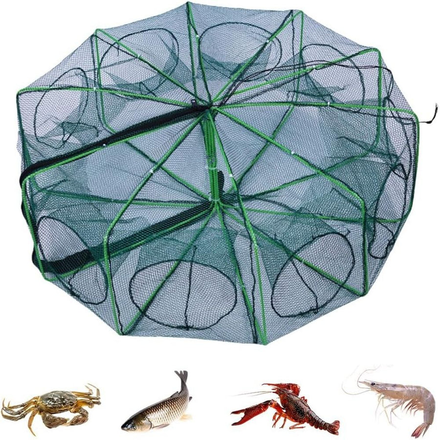 Auto-Folding Fishing Trap Net - Magic Foldable Crab & Minnow Trap - Durable Bait Catcher for Shrimp, Eels, Lobster