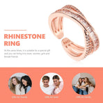 Adjustable Rings Women Rhinestone Geometric Rose 1Set for Special Occasions