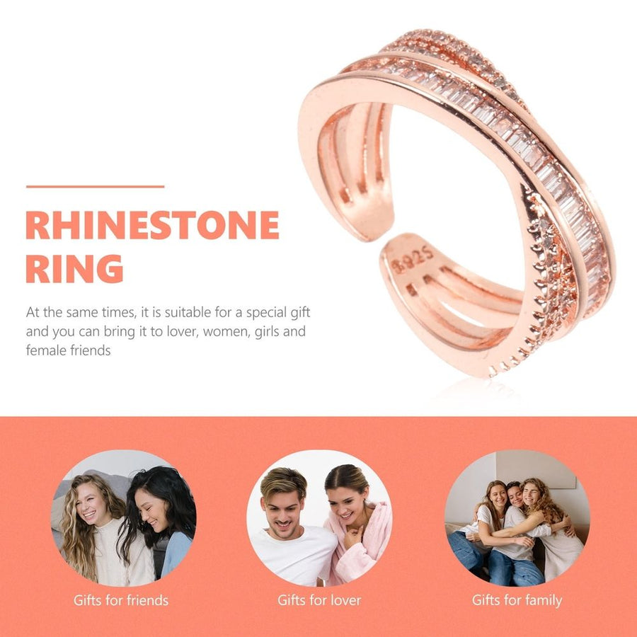 Adjustable Rings Women Rhinestone Geometric Rose 1Set for Special Occasions