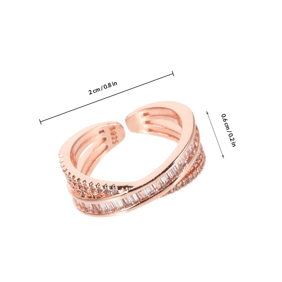 Adjustable Rings Women Rhinestone Geometric Rose 1Set for Special Occasions