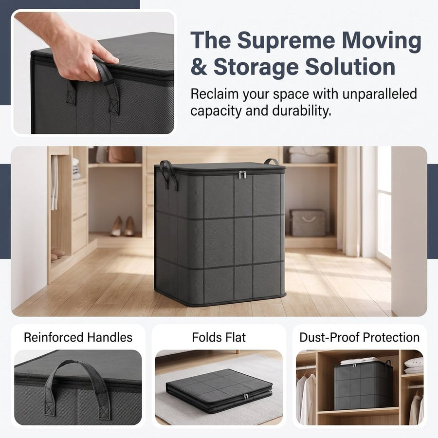 Foldable Comforter Storage Bags Large Capacity Dust Proof Organizer with Zipper Handles.180L