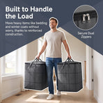 Foldable Comforter Storage Bags Large Capacity Dust Proof Organizer with Zipper Handles.180L