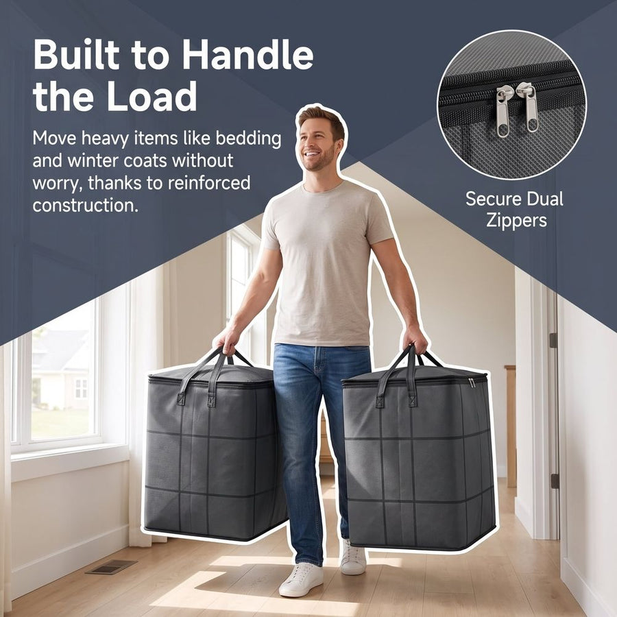 Foldable Comforter Storage Bags Large Capacity Dust Proof Organizer with Zipper Handles.180L