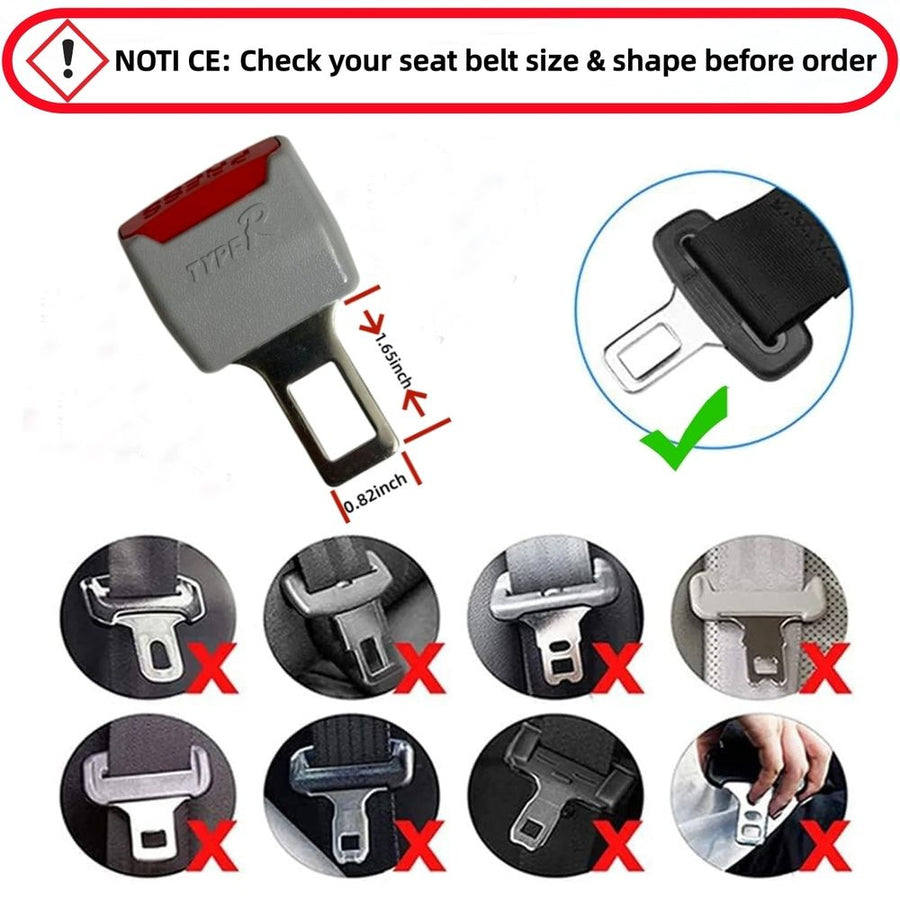 Car Seat Belt Extender Buttons, 2-Pack Seatbelt Buckle Extension Clips for Auto Comfort, Black