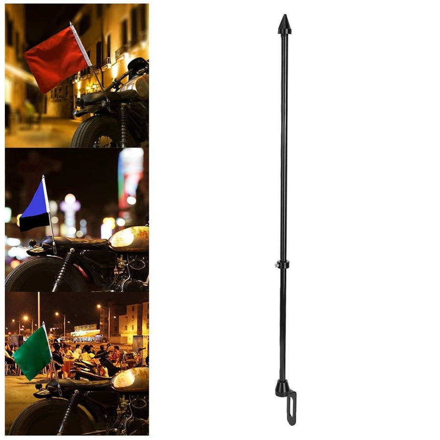 Motorcycle Auto Flagpole Rear Seat Luggage Rack Mount Flag Pole AccessoryBlack