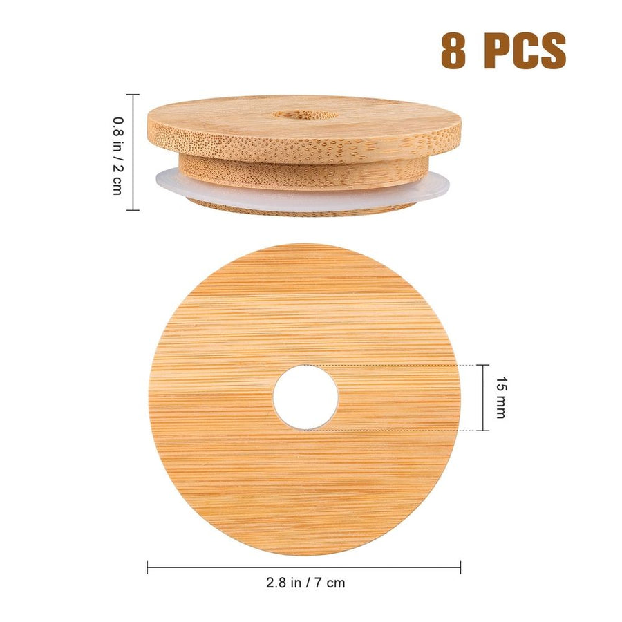 Bamboo Jar Lids Smooth Edges Excellent Sealing Performance 8Pcs