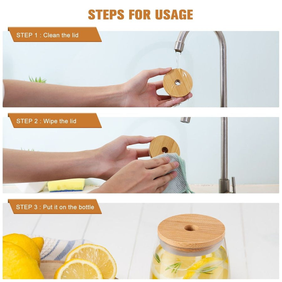 Bamboo Jar Lids Smooth Edges Excellent Sealing Performance 8Pcs