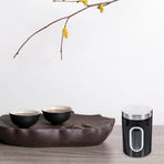 Black Stainless Steel Airtight Tea Canister Set for Household Use 3Pcs