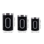 Black Stainless Steel Airtight Tea Canister Set for Household Use 3Pcs