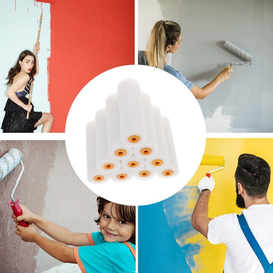 White High-Density Foam Rollers for Painting Walls and Surfaces