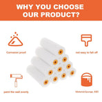 White High-Density Foam Rollers for Painting Walls and Surfaces