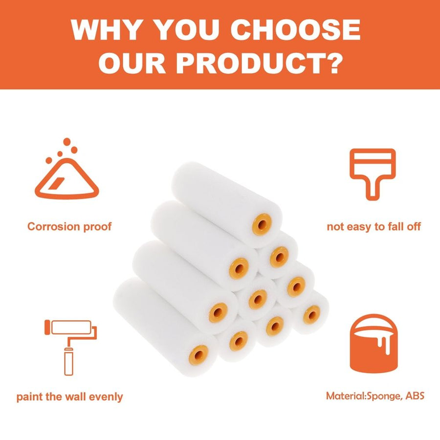 White High-Density Foam Rollers for Painting Walls and Surfaces