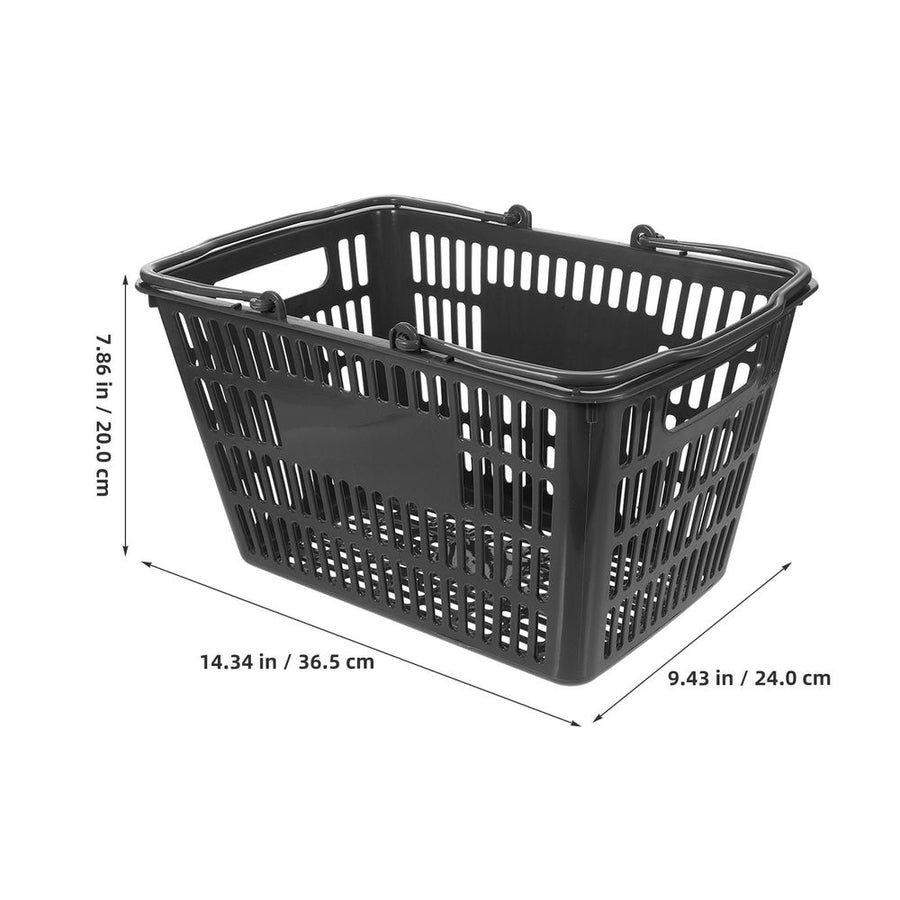1Pc Multipurpose Black Plastic Storage Basket with Handles for Grocery and Seasoning Storage
